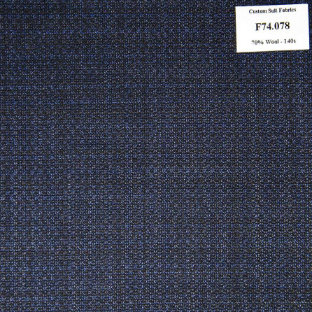 F74.078 Kevinlli V6 - Vải Suit 70% Wool - Xanh Dương Trơn